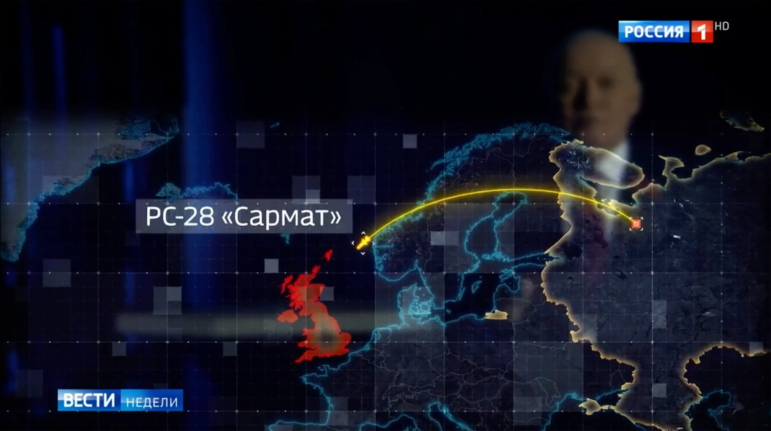 俄战狼出动：俄国家电视台主播展示核武器毁灭英国和爱尔兰的模拟画面