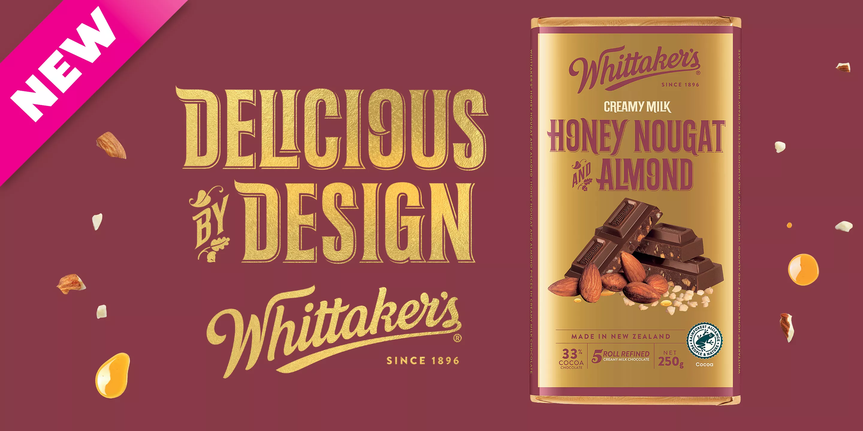 惠特克巧克力新口味——蜂蜜杏仁牛轧糖（Whittaker’s Honey Nougat and Almond）⭐️⭐️⭐️