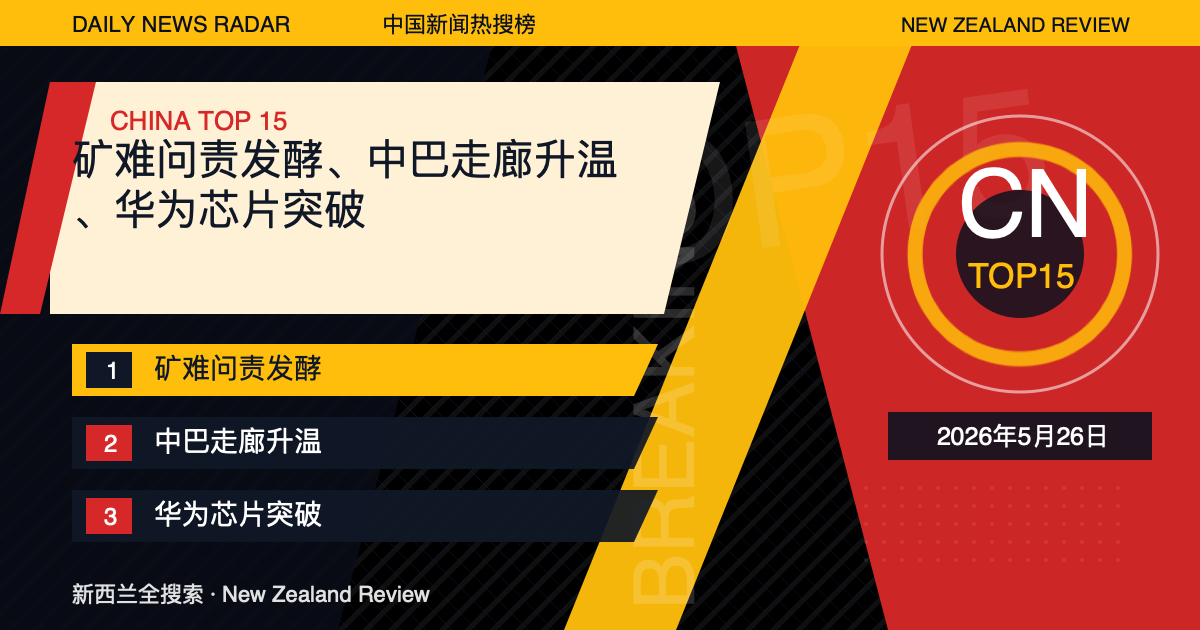 中国新闻热搜榜TOP15｜2026年5月26日｜矿难问责发酵、中巴走廊升温、华为芯片突破