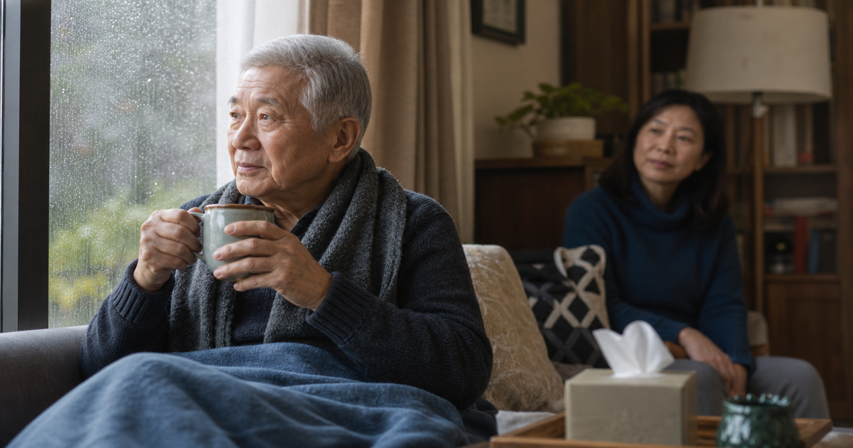 冬季家庭门口的口罩纸巾和外套