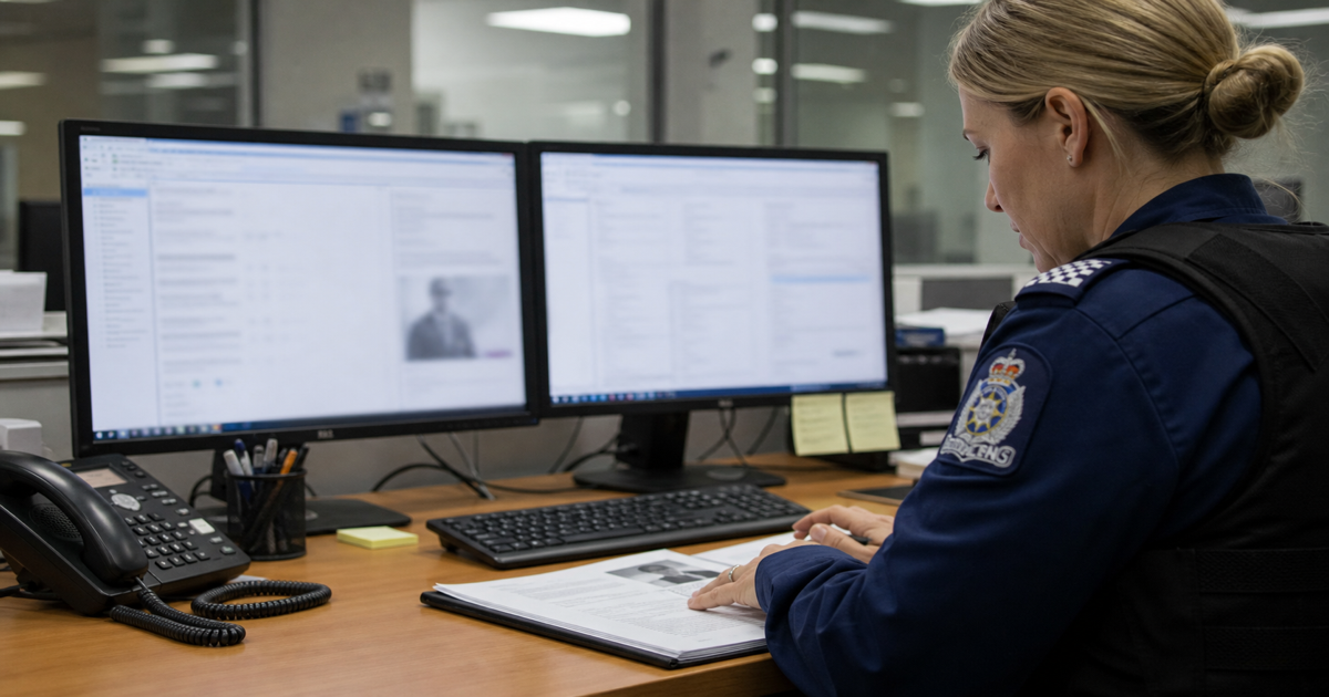 Secure public-sector office computer with blurred records