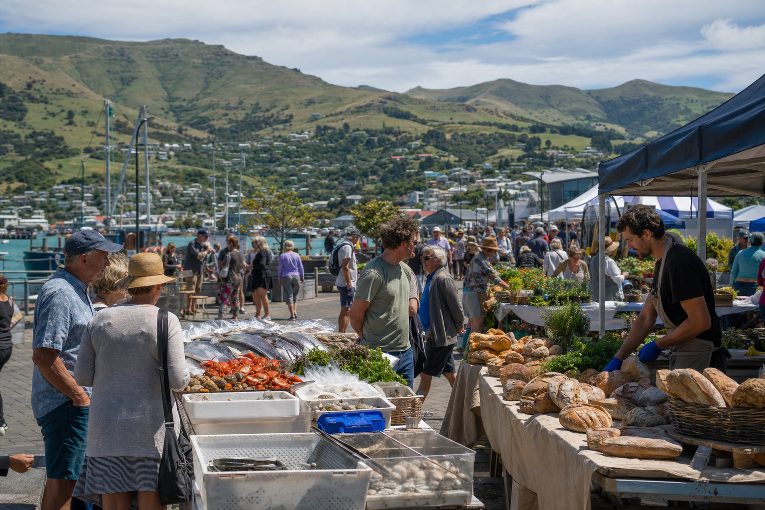 周末美食之旅2  海鲜·海景·美食：利特尔顿农夫市场 (Lyttelton Farmers Market)