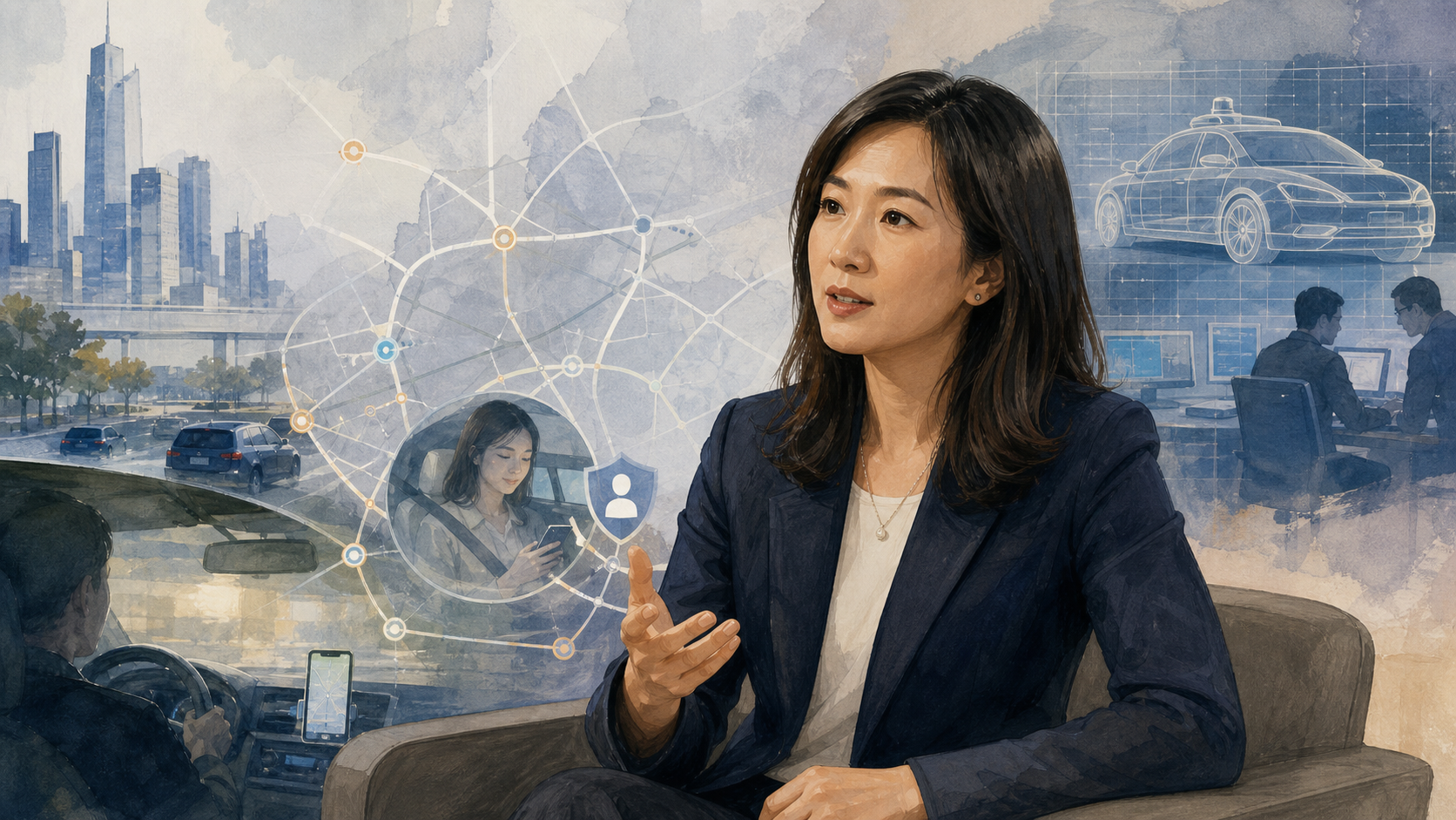 女性科技管理者与移动出行行业（AI生成示意图）