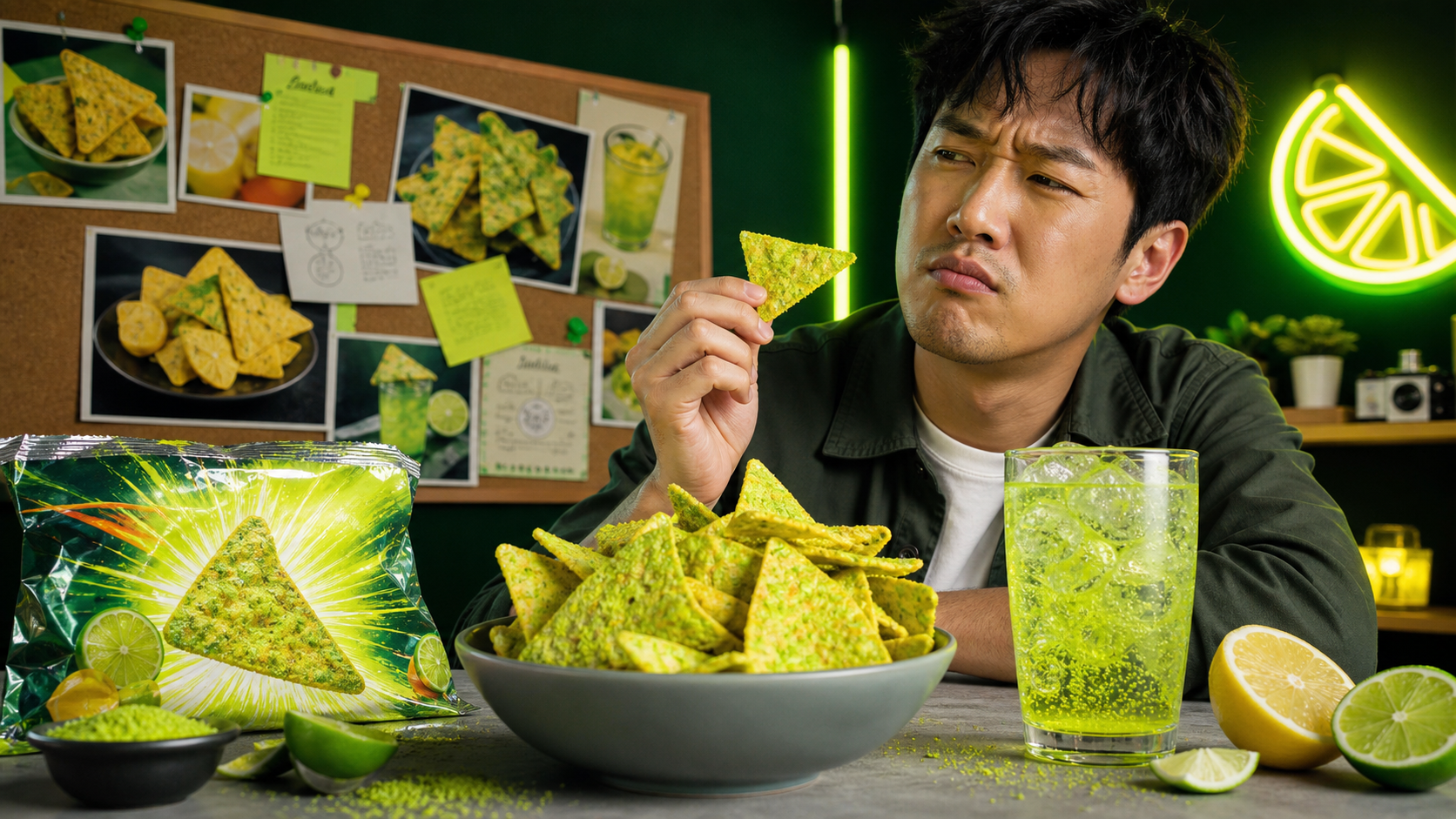 柑橘汽水风味玉米片试吃（AI生成示意图）