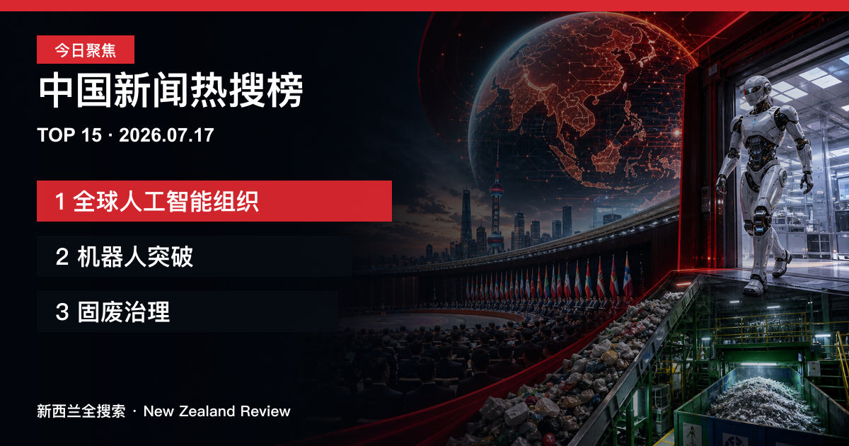 中国新闻热搜榜TOP15｜2026年7月17日｜全球人工智能组织、机器人突破、固废治理 正式新闻封面图
