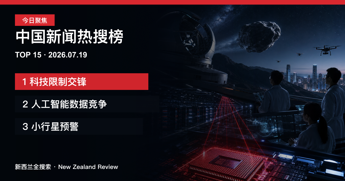 中国新闻热搜榜TOP15｜2026年7月19日｜科技限制交锋、人工智能数据竞争、小行星预警