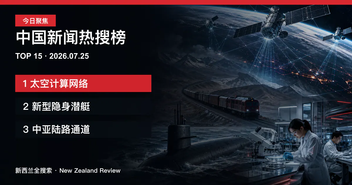 中国新闻热搜榜TOP15｜2026年7月25日｜太空计算网络、新型隐身潜艇、中亚陆路通道