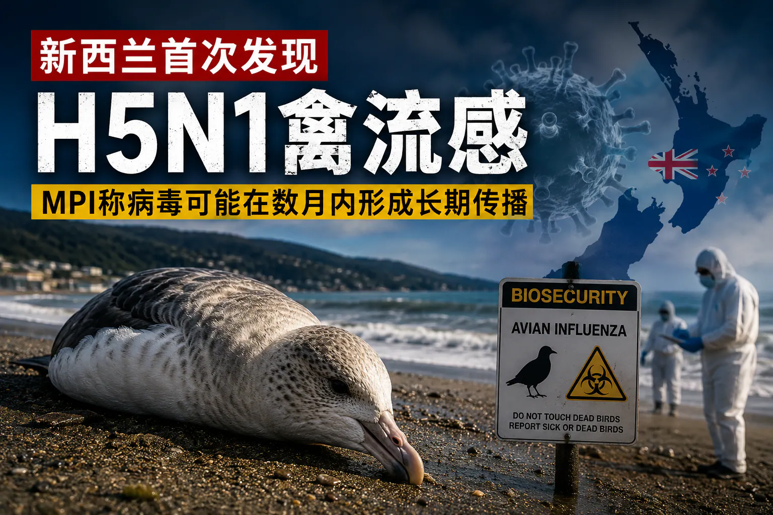 新西兰首次发现H5N1禽流感，MPI称病毒可能在数月内形成长期传播