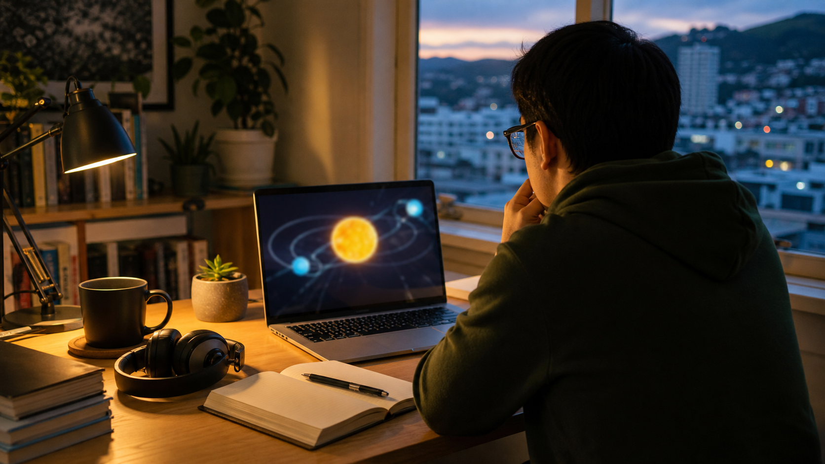 A viewer watching a thoughtful science explainer on a laptop