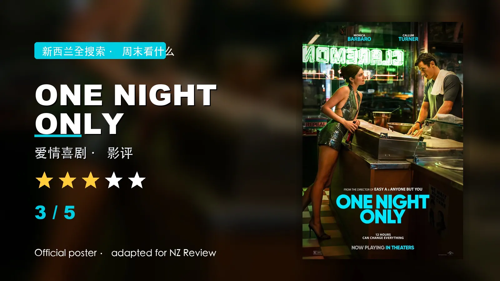 《One Night Only》影评：⭐️⭐️⭐️（3/5）｜概念很会撩，爱情却差点被设定绊倒