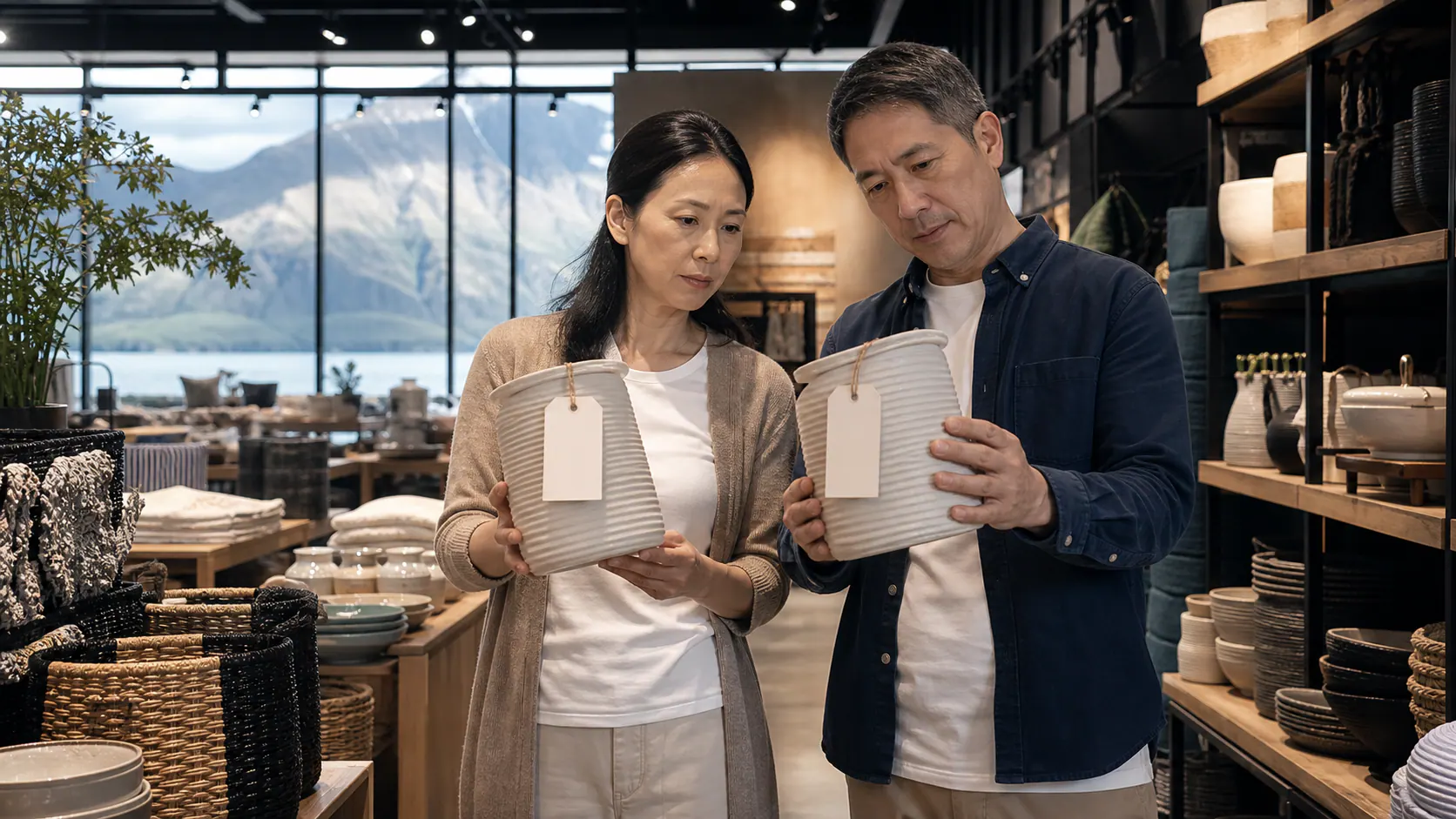 华人家庭在商店比较同类商品价格