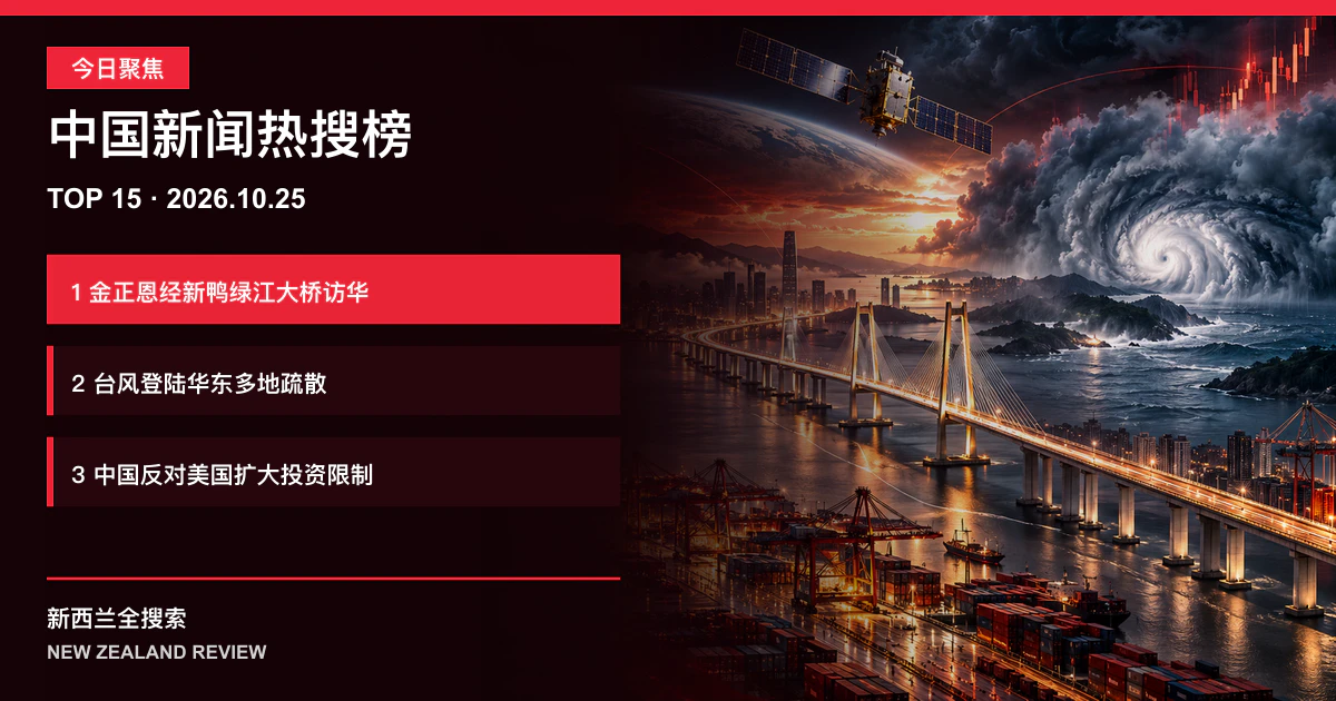 中国新闻热搜榜TOP15｜2026年10月25日｜金正恩经新鸭绿江大桥访华、台风登陆华东多地疏散、中国反对美国扩大投资限制